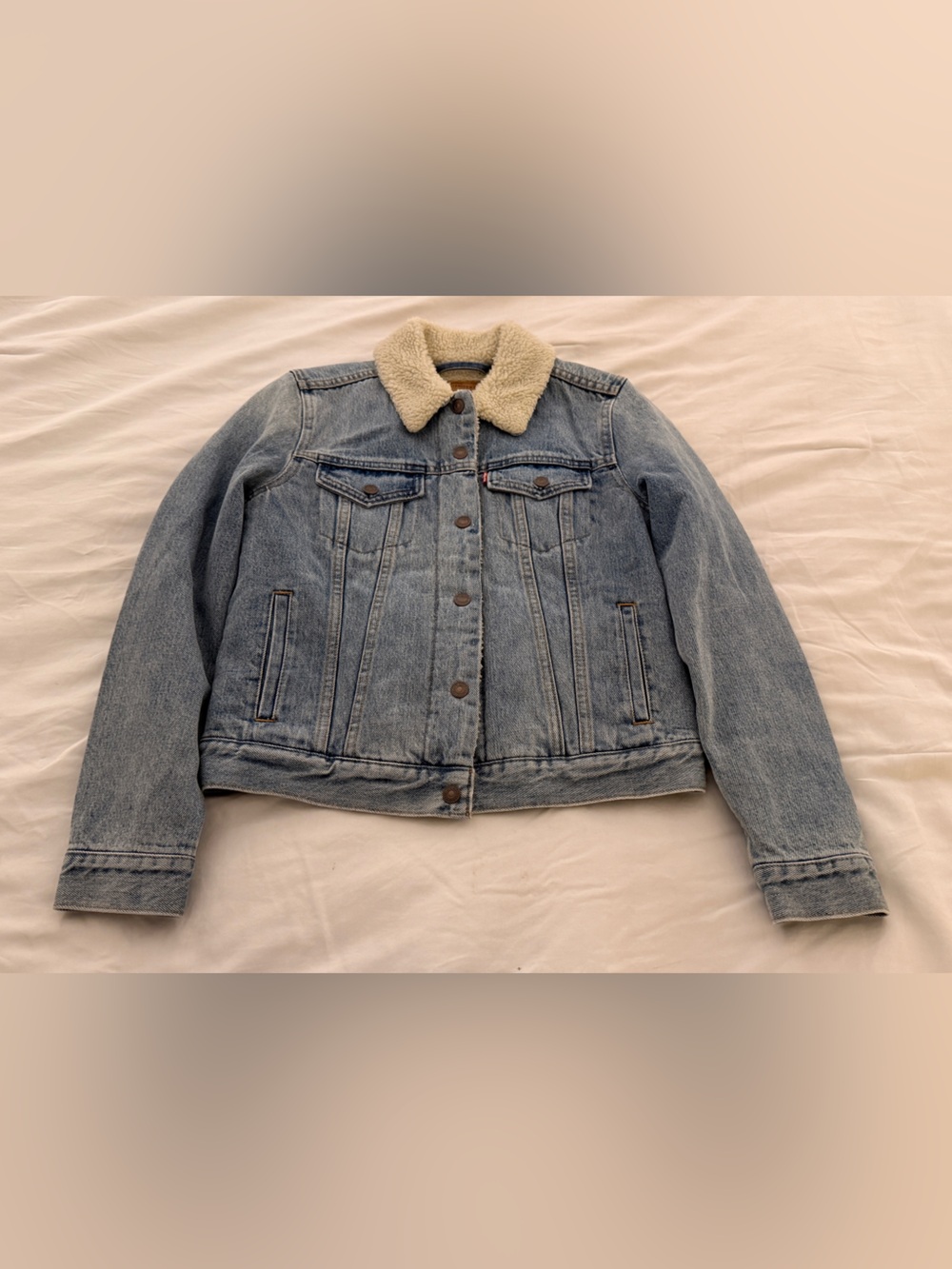 Levi's Light Blue Denim Jacket with Cream Sherpa Collar